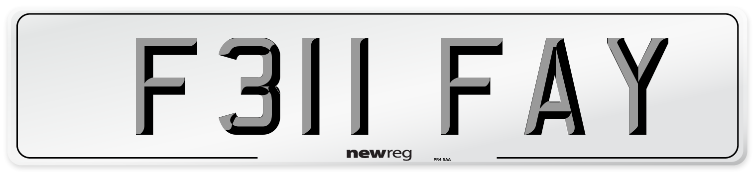 F311 FAY Number Plate from New Reg